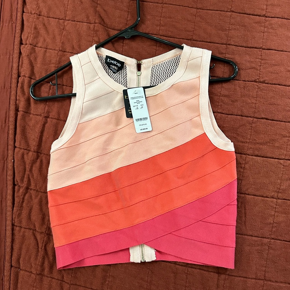 Women’s Bebe GRADIENT MESH BACK BANDAGE TOP Size small